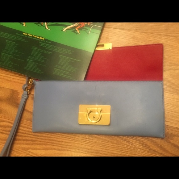 Salvatore Ferragamo blue afef clutch - Picture 4 of 8